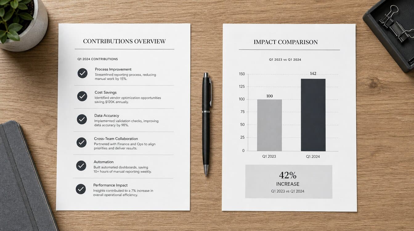 Vista cenital de dos documentos con una lista de contribuciones y un gráfico de barras para negociar según el valor aportado